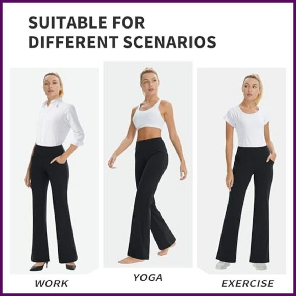 High Waist Bootcut Yoga Pants Flare Leggings Workout Dress Pants - Picture 6 of 7